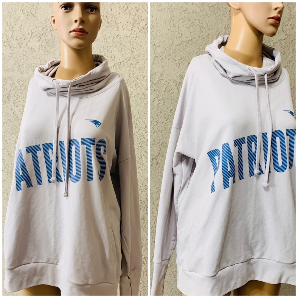 New England Patriots Lightweight Jersey Knit Funnel Neck Sweater Size L - Picture 1 of 13